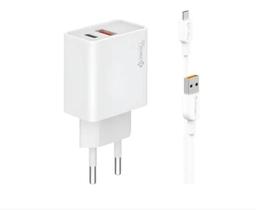 Fonte Carregador Turbo Com Cabo Tipo C Hc-61 Branco Fonte Carregador Turbo Com Cabo Tipo C Hc-61 Branco