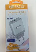 Fonte carregador turbo hrebos 18w type-c + usb Fonte carregador turbo hrebos 18w type-c + usb