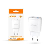 Fonte Carregador Turbo Usb E Usb-C Branco Marca Lelong Fonte Carregador Turbo Usb E Usb-C Branco Marca Lelong