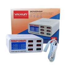 Fonte Carregador Universal 6 Entradas Usb LCD Display Digital Inteligente Medidor Voltagem Yaxun 896