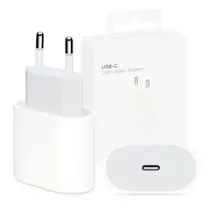 Fonte Carregador USB-C 20W Branco Base Adaptador de Energia de Parede para Celular