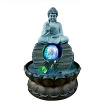 Fonte Cascata Água Resina Decorativa C/ Bomba Buda Meditação