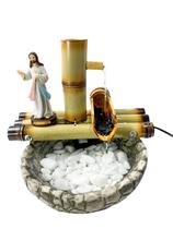 Fonte Cascata Bambu 2 Quedas Com Jesus Misericordioso - Bambumania