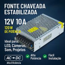 Fonte Chaveada 10A 12V 120w Energia Fontes Dispositivos Eletrônicos Corrente Potente Eletricidade