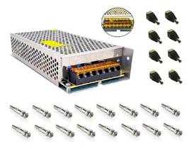 Fonte Chaveada 10a 12v Bivolt Cftv + Conectores P/ 8 Câmeras