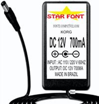 Fonte DC 12V 0.7A para Teclado, Sintetizador e Controladora Korg - Bivolt