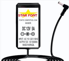 Fonte DC 12V 5A para DJ System Mixdeck Quad Numark - Bivolt