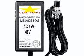 Fonte DC 15V e 48V Para Mesa de Som Mixer 4 Vias com Phantom Power