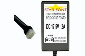 Fonte DC 17V 2A 3 Vias para Relógio de Ponto Dimep D15719540
