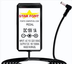 Fonte DC 18V Centro Positivo para Pedal Pedaleira Hotone - Bivolt 1000mA