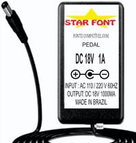 Fonte DC 18V para Pedal Pedaleira Efeitos Pigtronix - 1000mA Bivolt