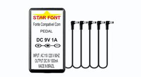 Fonte DC 9V 1A Para 5 Pedais de Efeito - Multi Pedal Bivolt