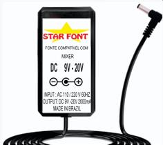 Fonte DC 9V-20V para Controladora DJ Mixer Traktor Kontrol e Modelos Compatíveis