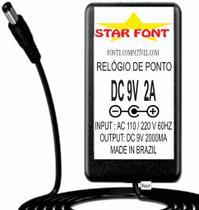 Fonte DC 9V 2A para Relógio de Ponto Dimep D15719602 - Compatível