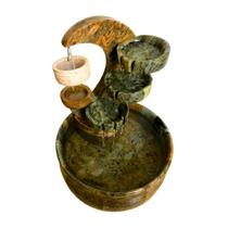 Fonte de Água Artesanal Decorativa Cascata Lua 3 Quedas