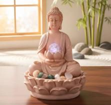 Fonte De Agua Buda Grande- Flor De Lotus 40cm Fonte De Agua Buda Grande- Flor De Lotus 40cm