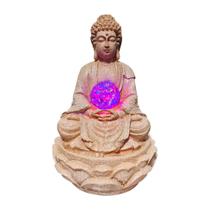 Fonte De Água Buda Hindu Relaxante Com Led Resina 30x18x18 Fonte De Água Buda Hindu Relaxante Com Led Resina 30x18x18