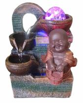 Fonte De Água Buda Monge Sorridente Boa Sorte Decorativa Feng Shui Zen