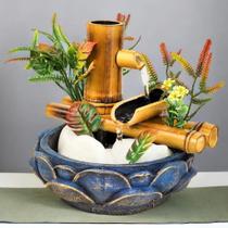 Fonte De Agua Cascata 2 quedas Bambu Flor Lotus Decoracao - NoBrand