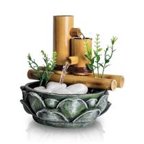 Fonte De Agua Cascata 2 quedas Bambu Flor Lotus Decoracao - NoBrand