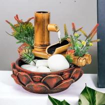 Fonte De Agua Cascata 2 quedas Bambu Flor Lotus Decoracao - NoBrand