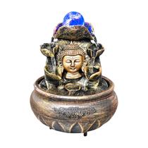 Fonte De Água Cascata Buda Hindu Relaxante Led Resina - Equilíbrio Pedras Naturais