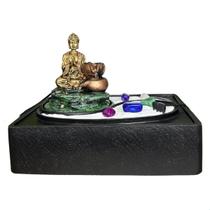 Fonte de Água Cascata Decorativa Buda Hindu + Jardim Zen Miniatura Meditação