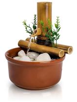 Fonte De Agua Cascata Feng Shui Mesa Bambu Decorativa 16cm - comprecertto