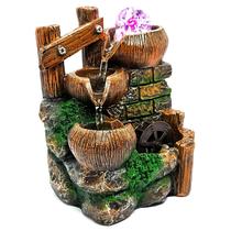 Fonte De Água Cascata Relaxante Decorativa Com LED 3 Quedas Moinho Fonte De Água Cascata Relaxante Decorativa Com LED 3 Quedas Moinho
