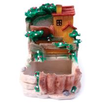 Fonte de água casinha cascata com quedas decorativa
