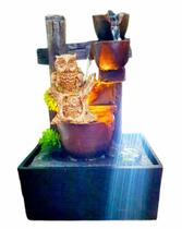 Fonte De Água Coruja Tronco Sorte Cascata Bivolt Resina Fonte De Água Coruja Tronco Sorte Cascata Bivolt Resina