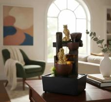 Fonte De Água Coruja Tronco Sorte Cascata Bivolt Resina - Althea