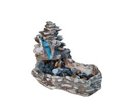 Fonte de Agua de Resina Modelo Pedra Mini Cinza com Bomba Bivolt e Pedras Roladas