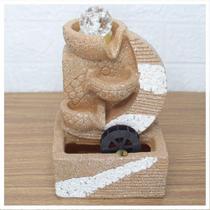 Fonte De água Decorativa Cascata 3 Quedas Com Roda D'água Luz Led Bivolt Fonte De água Decorativa Cascata 3 Quedas Com Roda D'água Luz Led Bivolt