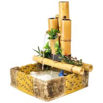 Fonte De Agua Decorativa Chafariz Cascata 4 Quedas Bica Bambu Zen 35cm