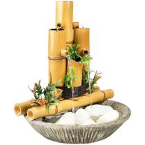 Fonte De Agua Decorativa Chafariz Cascata 4 Quedas Bica Bambu Zen 35cm