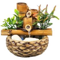 Fonte De Agua Decorativa Chafariz Sizal Cascata Quedas Bica Bambu Zen