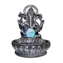 Fonte de água Ganesha com bola de vidro e Luz Colorida prata - Shop Everest
