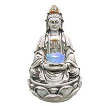 Fonte de água Kuan Yin com flor de lotus e Luz colorida. - Shop Everest