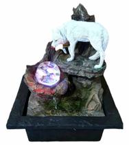 Fonte De Agua Lobo Branco Xamanismo Decorativa Bivolt Animal de Poder
