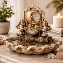 Fonte de água Lua e Anjos Decorativa de Mesa Feng Shui para Casa Sala e Escritório Bivolt