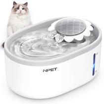 Fonte de água NPET Cat White Grey 2L com nível de água visível