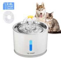 Fonte de Agua P/ Gatos Bebedouro Com Filtro LED 2.4L Aço Inoxidável Gatos Cães Animais de Estimação Fonte de Agua P/ Gatos Bebedouro Com Filtro LED 2.4L Aço Inoxidável Gatos Cães Animais de Estimação
