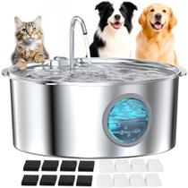 Fonte de água para cães GROOKPET em aço inoxidável 12 L silenciosa Fonte de água para cães GROOKPET em aço inoxidável 12 L silenciosa