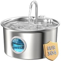Fonte de Água para Gatos ATMZIQXR 2,6L Aço Inoxidável Silenciosa Fonte de Água para Gatos ATMZIQXR 2,6L Aço Inoxidável Silenciosa