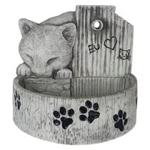 Fonte De Água Para Gatos Bebedouro Gato Decorado Resina Preto c/ Branco
