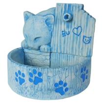 Fonte De Água Para Gatos Bebedouro Gato Decorado Resina Preto c/ Branco - M3 Decoração