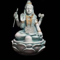Fonte de Água Shiva com Flor de Lotus Verde 28cm - Mandala de Luz