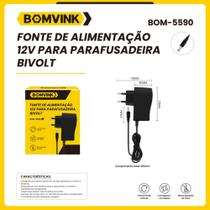 Fonte de alimentação 12 v p/ parafusadeira bivolt bom- - Bovik