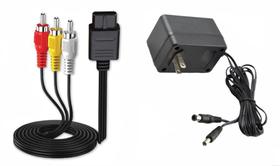 Fonte de alimentação AC e adaptador de cabo AV de áudio e vídeo RCA para console de jogos Super Nintendo SNES Nes Genesis 1 Systems